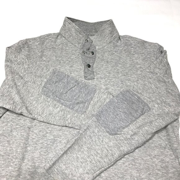 Michael Kors Heather Gray Waffle Knit 1/4 Snap Button Mock Neck - Picture 3 of 5